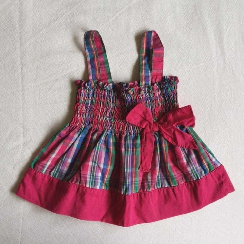 giggle stitches smocked summer plaid baby doll style tank top 12 months